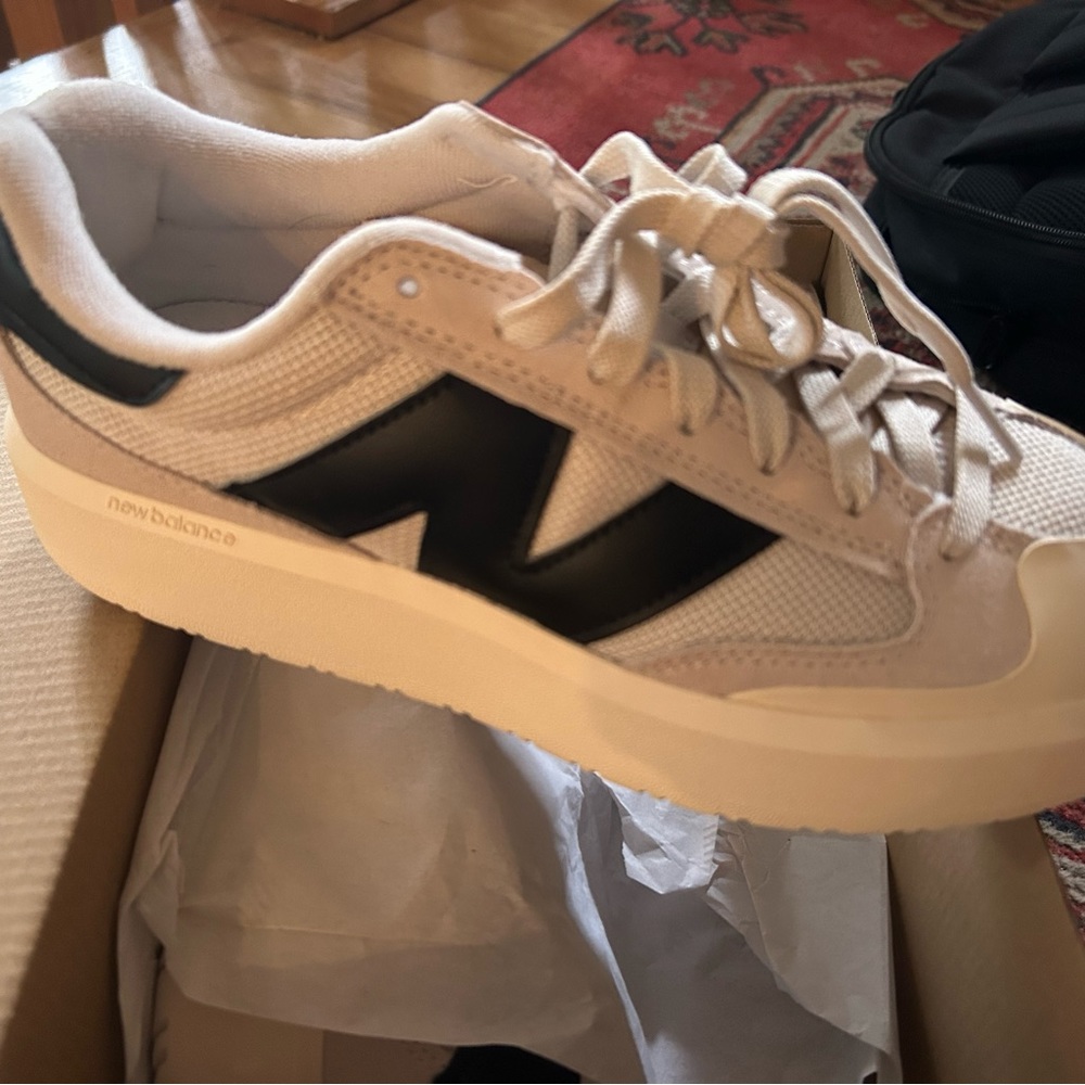 New Balance Women's Cream and Black Sneakers